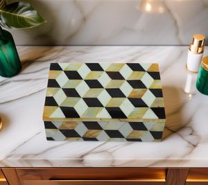 Cajas de Almacenamiento de Joyería Modernas y de Lujo Hechas a Mano con Incrustaciones de Resina en Blanco y Negro para el Hogar, la Oficina y una Decoración Elegante - Product Image 2