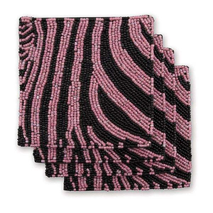 Customizable Handmade <b>Beaded</b> <b>Coasters</b> Silk Embroidery Floral Design Artistic Seed Beads-Custom Color Size for Table Settings - Product Image 5