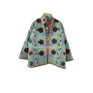 Uzbek เสื้อแจ็คเก็ต suzani สำหรับผู้หญิง, เสื้อโค้ท100% สไตล์โบฮีเมียนปักลายดอกไม้สำหรับฤดูใบไม้ผลิ - Product Image 1