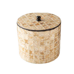 Mother of Pearl Jewelry <b>Box</b>, Shell Inlay Round <b>Keepsake</b> <b>Box</b>, Luxury Multi-color Floral Mosaic Organizer for Rings & Trinkets - Product Image 1