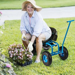Carrello da Giardino Girevole Regolabile in Altezza con Cesto Portaoggetti, 1 Pezzo - Product Image 3