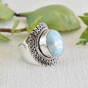 Larimar Silver Ring 925 Sterling Silver Ring Solid 925 Sterling Silver - Product Image 3