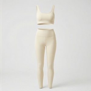 Super Soft High Elastic <b>Open</b> Back <b>Bra</b> HighWaist Tummy Control Knee Length PlusSize Ladies Yoga Set Gym Fitness Gear - Product Image 1