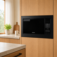 Four à micro-ondes encastrable 70L, verre noir, commande numérique, 900W micro-ondes et 1320W fonction grill pour cuisine domestique