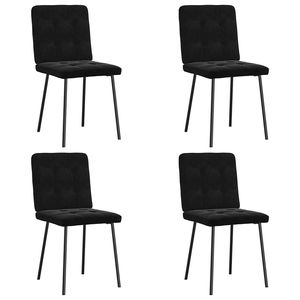 Set di 4 Sedie da Pranzo in Metallo e Velluto Nero con Seduta in Compensato Standard - Product Image 1