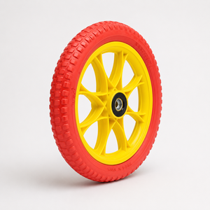 Neumático Rojo con Borde Amarillo de 14 Pulgadas, Sin Cámara, Antideslizante para Bicicletas Infantiles - Product Image 1