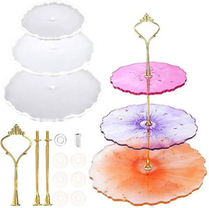 Soporte único hecho a mano para pasteles de resina epoxi, herramienta para servir postres en bodas y fiestas, Royal Crafts con elegante color azul a bajo precio. - Product Image 4
