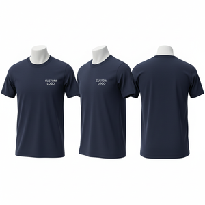 <b>Men's</b> <b>Navy</b> <b>Blue</b> Short Sleeve O-Neck Cotton <b>T</b>-<b>Shirt</b> Regular Fit Casual Jersey Printed Front Logo Design - Product Image 2