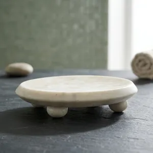 Rectangular Marble Storage Bowl With Bronze Coral Handles <b>Rustic</b> Design Tabletop Accessory For Living Room - Product Image 6