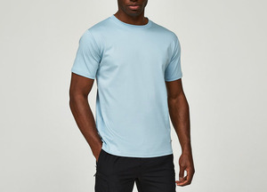 T-shirt à manches courtes pour homme, coupe classique, col rond, décontracté, en jersey de coton tricoté, couleur unie, respirant - Product Image 3