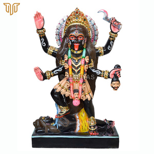 Murti de Mármol de Kali con Múltiples Brazos, Espada y Adornos Divinos |   Estatua de Kali Mata Hecha a Mano por MALIYAS Jaipur - Product Image 2