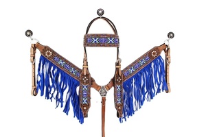 ชุดตะปูปักดิ้นสีฟ้าพร้อมลูกปัดหนังวัวชุดหมุดม้า - Product Image 4