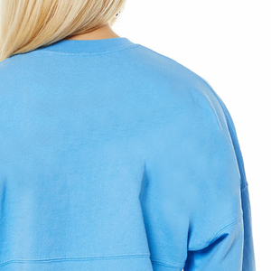 Jersey Corto de Punto para Mujer, Cuello Redondo, Oversize, Color Sólido, Hombros Caídos, Manga Larga - Product Image 3