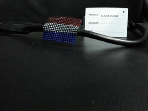 Banda para las cejas de cuero negro de primera calidad con relleno blanco suave y productos Fancy Stone Horse. - Product Image 2