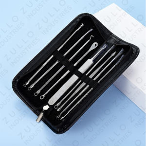 Kit de 9 Piezas de Extractores de Puntos Negros y Acné de Acero Inoxidable Profesional, Herramientas de Limpieza Facial Profunda con Logotipo Personalizado - Product Image 3