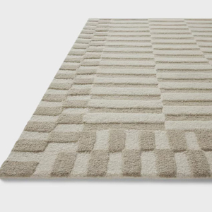 Alfombra de Lana Hecha a Mano, Diseño Geométrico Beige Neutro de Mediados de Siglo, Alfombra Premium Hecha a Mano para Sala de Estar, Decoración de Interiores - Product Image 4