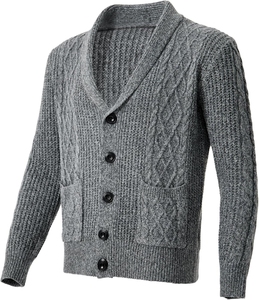 Cardigan en laine côtelée pour homme, boutonné, manches longues, pull de haute qualité, respirant, vêtements décontractés d'hiver - Product Image 3