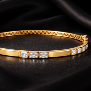 Octagon Three Gemstone <b>Bracelet</b> 925 Sterling <b>Silver</b> 18k Gold Plated Handmade <b>Cuff</b> Bangle <b>Bracelet</b> For Her - Product Image 1