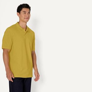 เสื้อโปโลผู้ชายสีเหลืองล้วน แขนสั้น ผ้าฝ้าย ทรงลำลอง ระบายอากาศได้ดี ทรงปกติ - Product Image 3