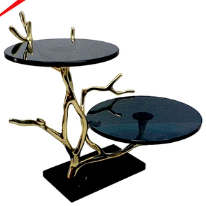 Double-Tier Tree Design Aluminum Metal Cake Stand Decoration <b>Tool</b> for Wedding Catering Tableware & Dessert Cupcake Holder - Product Image 1
