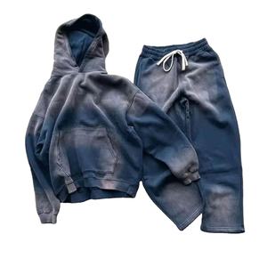 ชุดวอร์มครอปแบบมีเชือกผูกเอว สไตล์วินเทจ ล้างสีแบบแอซิด พิมพ์ลายเต็มตัว ลายนูนแบบซันเฟด สีพื้น  สำหรับทุกเพศ ผลิตตามสั่งจากโรงงาน รุ่นใหม่ล่าสุด - Product Image 2