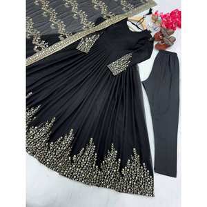 MODA GEORGETTE EMRBOIEDRY SECUENCIA TRABAJO VESTIDO INFERIOR CON DUPATTA - Product Image 1