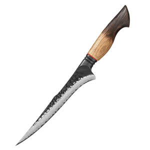 Cuchillo de filetear de Damasco forjado a mano con mango de madera |   Cuchillo Profesional Flexible para Filetear Pescado, para Carne y Pesca - Product Image 1