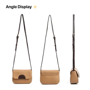 Sac à bandoulière carré en cuir véritable de haute qualité pour femme, sac messager à l'épaule, petit sac à main tendance pour femme - Product Image 5