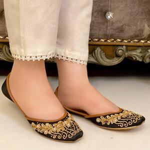 Handmade Traditional Embroidered Beaded Flat <b>Red</b> Printed Fancy Fashion Khussa Jutti Multi-Color Wedding Shoes Girls All Seasons - Product Image 3