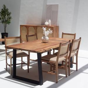 Mesa de Comedor Vandana Zentrix Sierra en Acacia Oscuro con Patas de Metal y Diseño Moderno Contemporáneo - Product Image 6