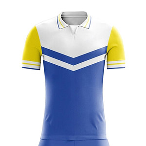 Maillot de football unisexe bleu jaune blanc en polyester respirant pour adulte, service OEM personnalisé, détection par aiguille - Product Image 1