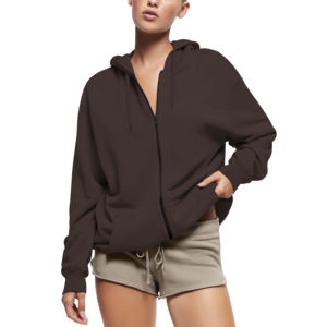 Vente en gros à prix bas : Sweat à capuche épais vierge 100% coton, coupe oversize unisexe avec fermeture éclair - Product Image 5