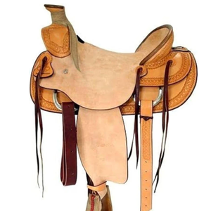 Selle de cheval de ranch Royal International Premium |   Selle d'équitation western en cuir véritable, motif gravé à la main, pour course et trail, en fibre - Product Image 2