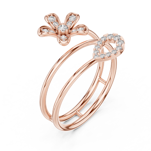 Anillo Abierto con Forma de Flor, Minimalista, de Oro Amarillo Sólido de 14k, con Diamantes Cultivados en Laboratorio de Corte Redondo, Anillo de Boda Clásico, Regalo para Ella - Product Image 4