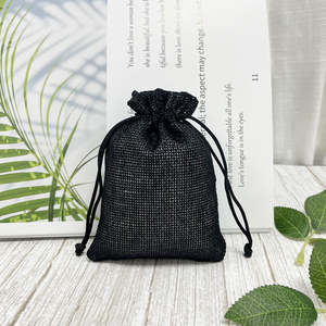 Handmade Rustic Jute Jewelry <b>Pouch</b> Small <b>Drawstring</b> Bag for Ring and Earring Packaging - Product Image 6