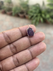 Collar de Plata de Ley con Amatista Natural Hecha a Mano, Colgante de Gema Morada, Dijes Finos para Mamá, Aniversario, Navidad - Product Image 1