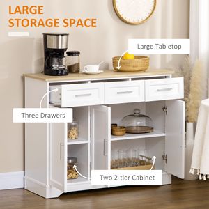 Credenza Moderna Bianca per Cucina, Mobile Buffet con Isola in Acciaio Inox per Sala da Pranzo e Soggiorno, Ideale per Villa o Casa di Campagna - Product Image 4