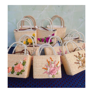 Bolso de Mano Bohemio de Jacinto de Agua con Adornos Florales, Cierre de Cremallera Ecológico, Bolso Cruzado Mini de Verano para Mujer - Product Image 2