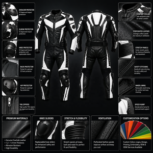 Combinaison de course moto en cuir véritable sur mesure avec protection CE, combinaison de moto, combinaison de course en cuir, OEM ODM - Product Image 5
