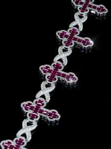 <b>Ruby</b> Cross Link <b>Bracelet</b> VVS Moissanite Halo 925 Silver 10K Gold Heavy Custom Iced Out Hip Hop Statement Bling <b>Bracelet</b> Men - Product Image 6