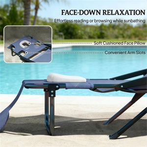 Sillón Reclinable Plegable Gris, Práctica Tumbona para Tomar el Sol - Product Image 2