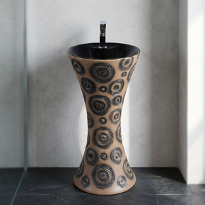 Lavabo design moderne sur pied pour maison et hôtel, noir gris gaufré - Product Image 4