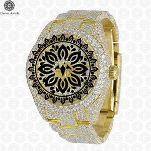 Charm Jewells Montre pour homme en acier inoxydable, boîtier de 40 mm, accents de diamants, analogique, mécanique, résistante à l'eau 10 bars, date automatique, luxe - Product Image 1