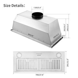 Campana extractora empotrada de 30 pulgadas con ventilador convertible de 600 CFM y luces LED plateadas - Product Image 2