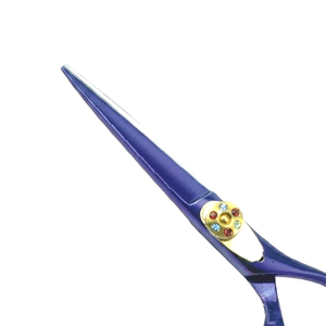 Tijeras Profesionales de Peluquería Color Morado, Acero Inoxidable, Hoja Recta, Punta Afilada, Mango Curvo para Corte de Cabello - Product Image 5