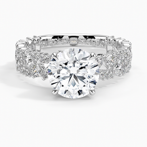 แหวนหมั้นเพชรโมอิสซาไนต์ทรงกลมประดับเพชรรอบวง ชุบทอง 14K ตัวเรือนแบบหนามเตย ได้รับการรับรองจาก GRA สำหรับงานแต่งงานและวันครบรอบ - Product Image 5