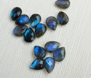 Natural Black Rainbow Cut Labradorite Briolette Loose Pear Shape Gemstone <b>Blue</b> Color Change Optical Effects India for Jewelry - Product Image 4