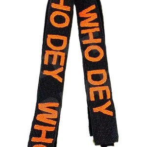 Correa de monedero con cuentas Who Dey, correas de bolsa de cuentas de semillas de oro blanco personalizadas, correa de cuentas personalizada para bolsos - Product Image 1