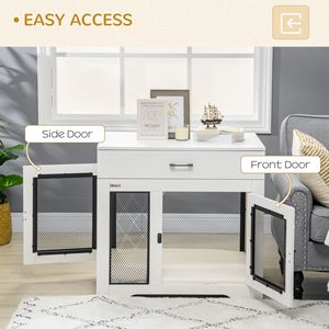 "Rectangle Pet Furniture <b>White</b> Dog Crate End <b>Table</b> with Cushion & 2 Doors for <b>Small</b> Indoor Dogs" - Product Image 5