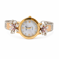 Bracelet-montre analogique en argent sterling 925 avec zircone cubique, finition polie, mouvement à quartz, élégant, cadeau pour femme, idéal pour les soirées, en métal tendance